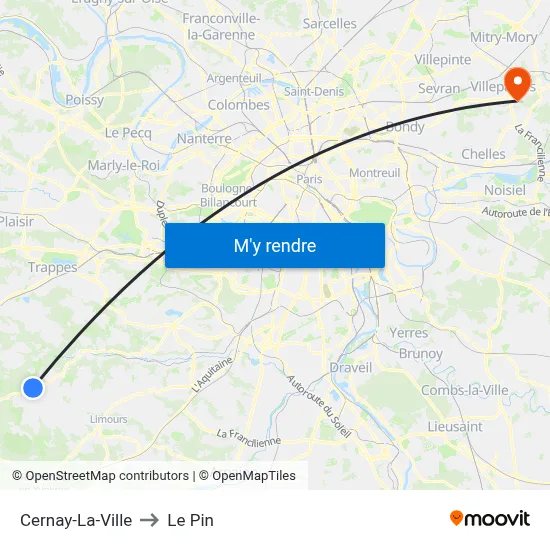 Cernay-La-Ville to Le Pin map