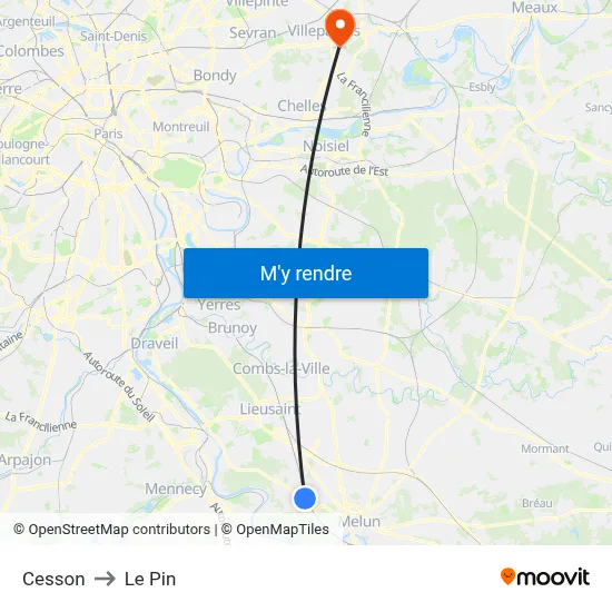 Cesson to Le Pin map