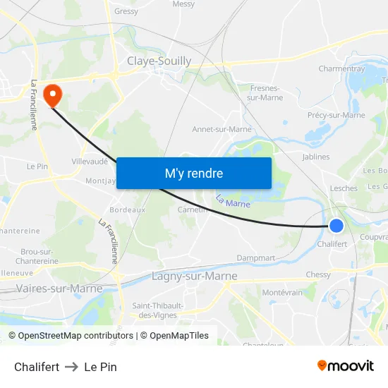 Chalifert to Le Pin map