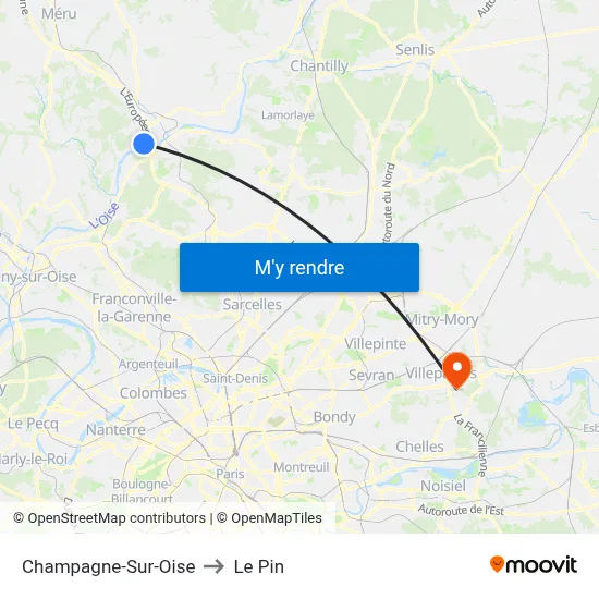 Champagne-Sur-Oise to Le Pin map