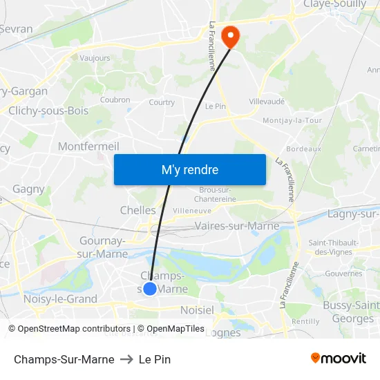 Champs-Sur-Marne to Le Pin map