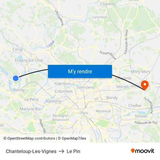 Chanteloup-Les-Vignes to Le Pin map