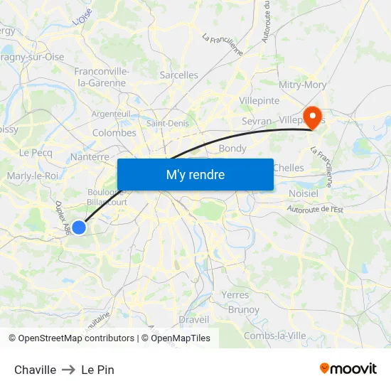 Chaville to Le Pin map