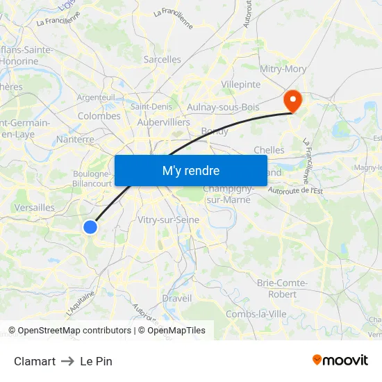 Clamart to Le Pin map