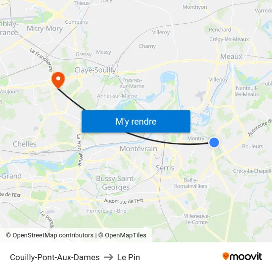 Couilly-Pont-Aux-Dames to Le Pin map