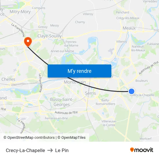 Crecy-La-Chapelle to Le Pin map