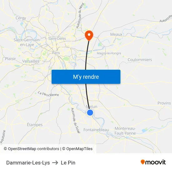 Dammarie-Les-Lys to Le Pin map