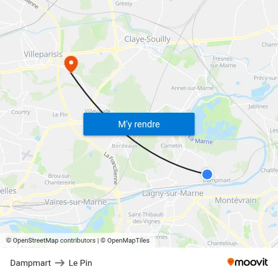 Dampmart to Le Pin map