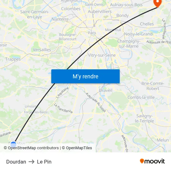Dourdan to Le Pin map