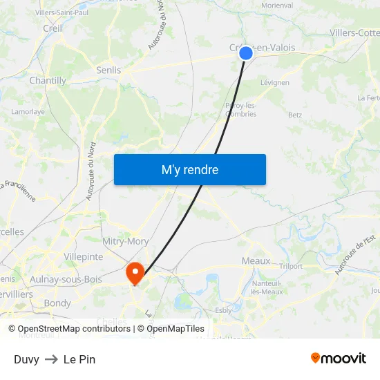 Duvy to Le Pin map