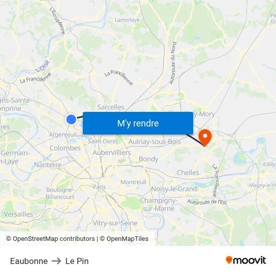 Eaubonne to Le Pin map