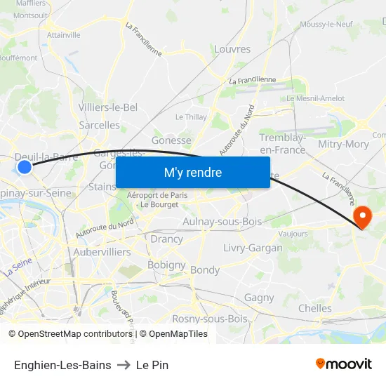 Enghien-Les-Bains to Le Pin map