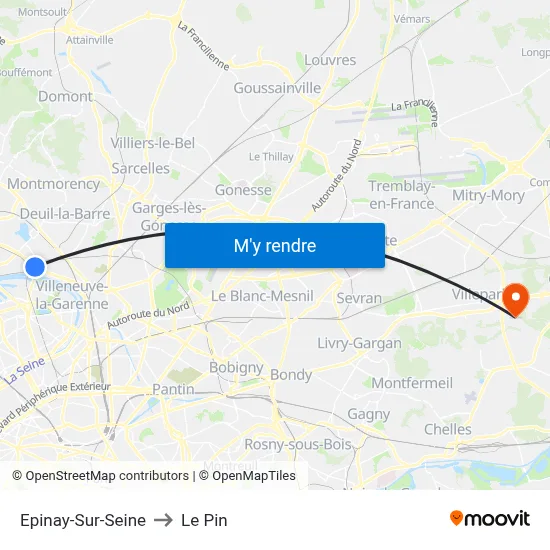 Epinay-Sur-Seine to Le Pin map