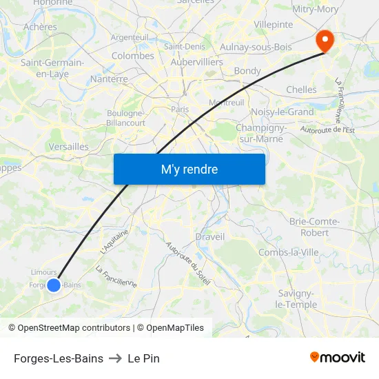 Forges-Les-Bains to Le Pin map