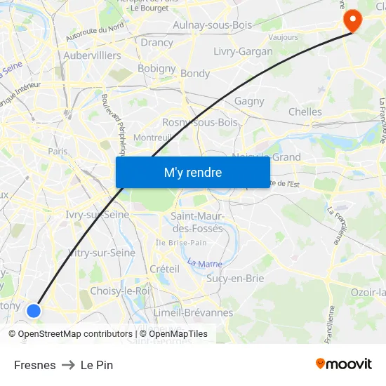 Fresnes to Le Pin map