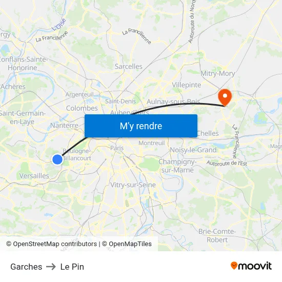 Garches to Le Pin map
