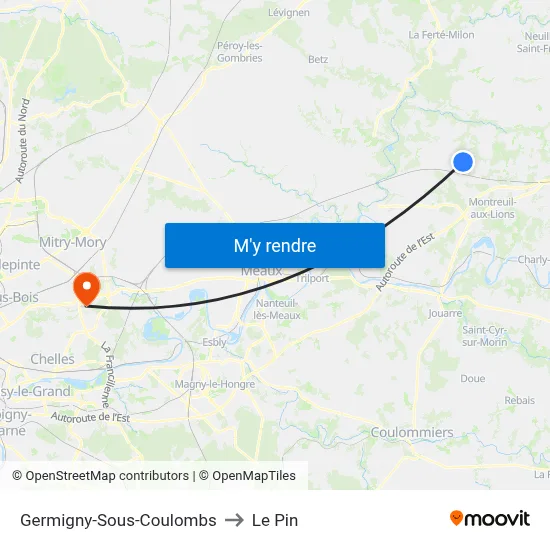 Germigny-Sous-Coulombs to Le Pin map