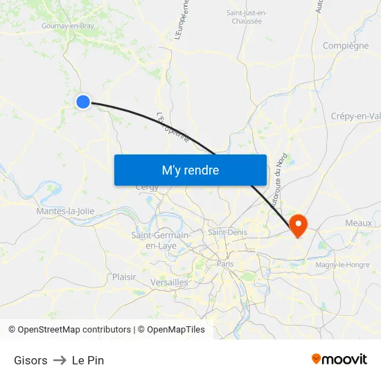 Gisors to Le Pin map