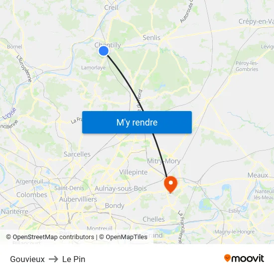 Gouvieux to Le Pin map