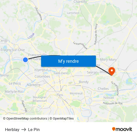 Herblay to Le Pin map