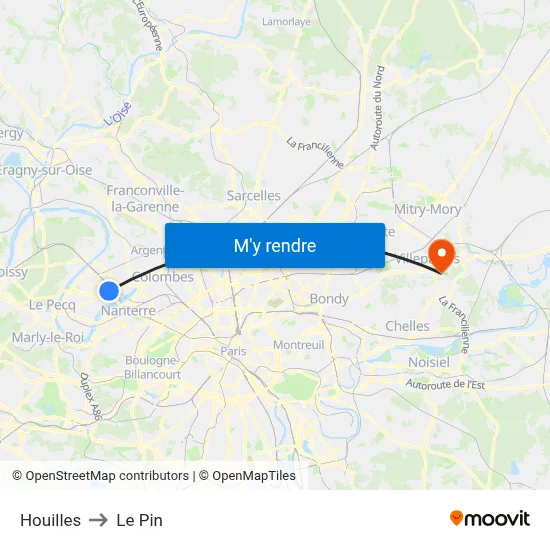 Houilles to Le Pin map