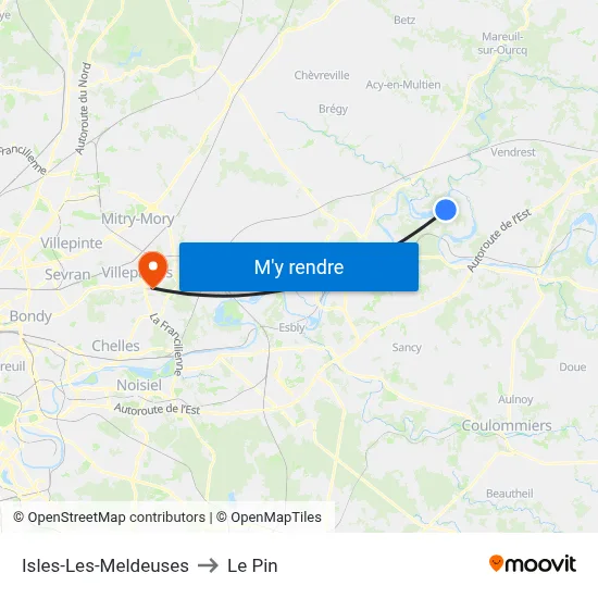 Isles-Les-Meldeuses to Le Pin map