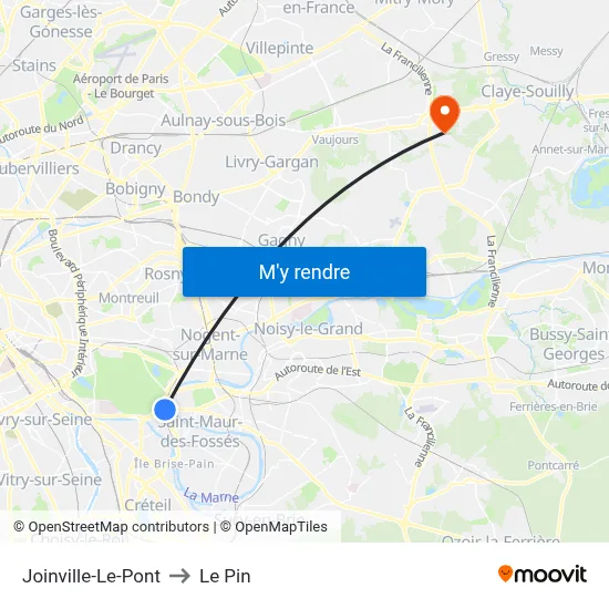 Joinville-Le-Pont to Le Pin map