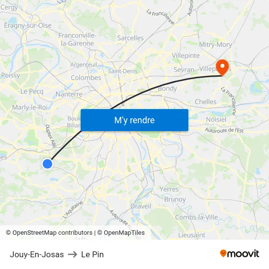 Jouy-En-Josas to Le Pin map