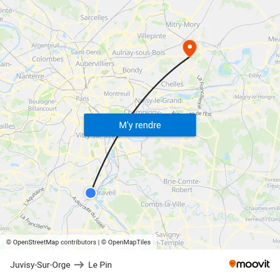 Juvisy-Sur-Orge to Le Pin map