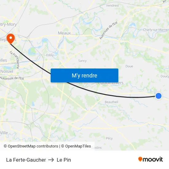 La Ferte-Gaucher to Le Pin map