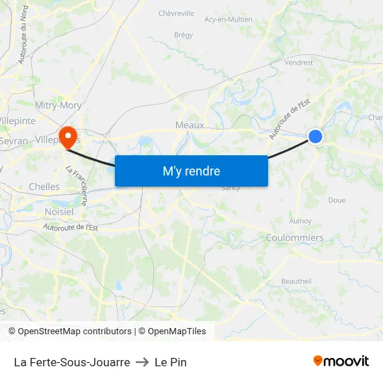 La Ferte-Sous-Jouarre to Le Pin map