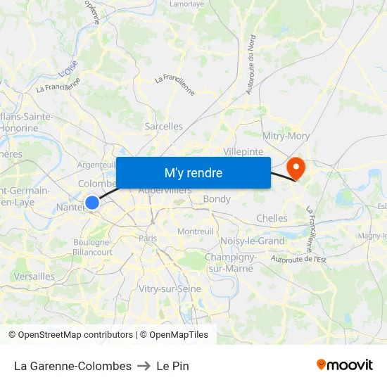 La Garenne-Colombes to Le Pin map