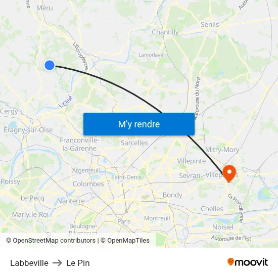 Labbeville to Le Pin map
