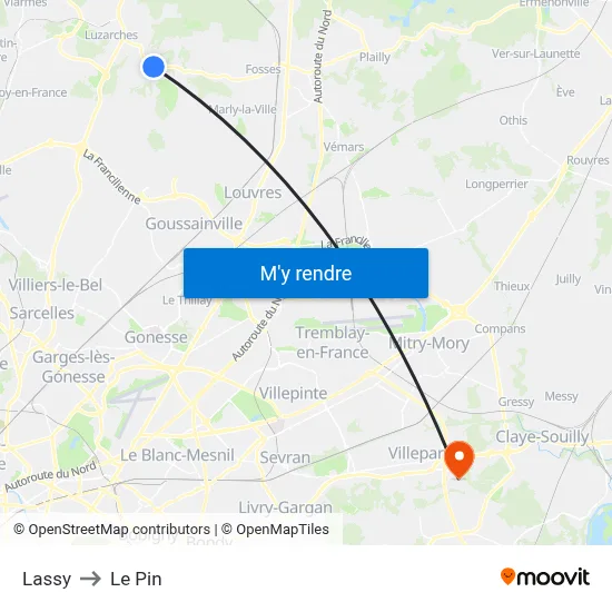 Lassy to Le Pin map