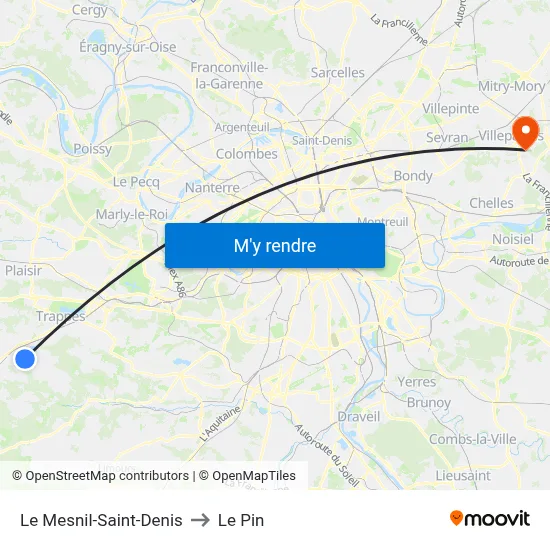 Le Mesnil-Saint-Denis to Le Pin map