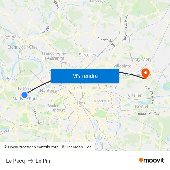 Le Pecq to Le Pin map