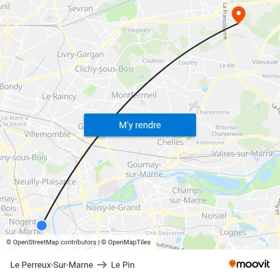 Le Perreux-Sur-Marne to Le Pin map