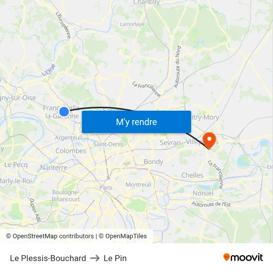 Le Plessis-Bouchard to Le Pin map