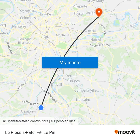 Le Plessis-Pate to Le Pin map