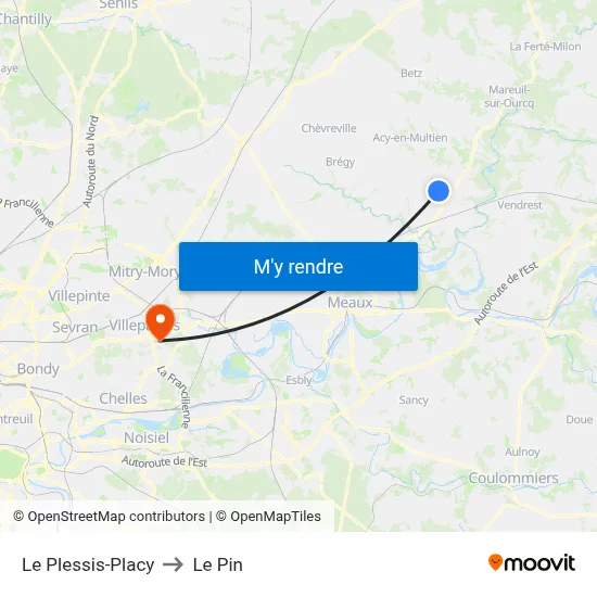 Le Plessis-Placy to Le Pin map