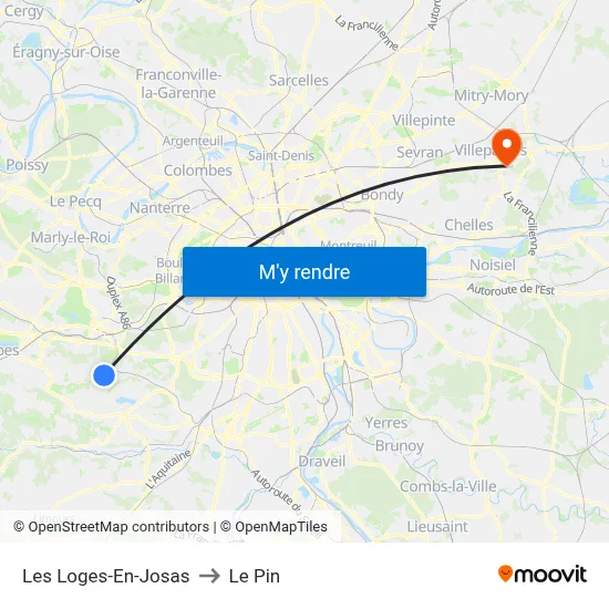 Les Loges-En-Josas to Le Pin map