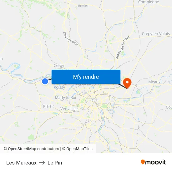 Les Mureaux to Le Pin map