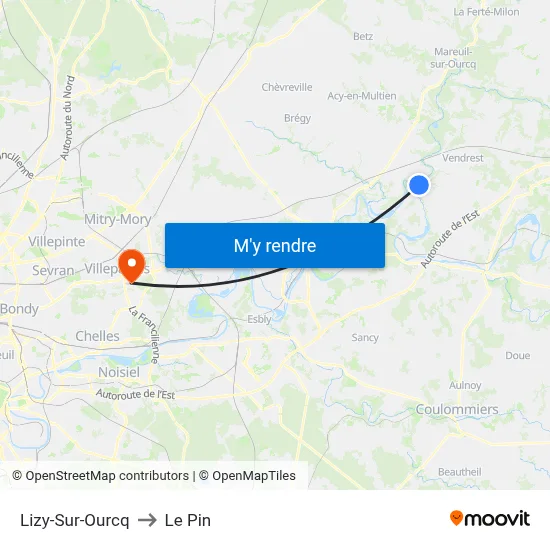 Lizy-Sur-Ourcq to Le Pin map
