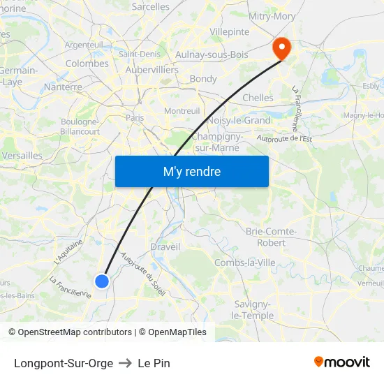 Longpont-Sur-Orge to Le Pin map