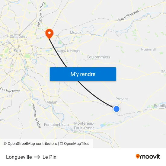 Longueville to Le Pin map
