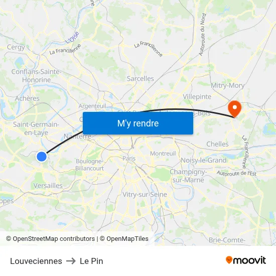 Louveciennes to Le Pin map