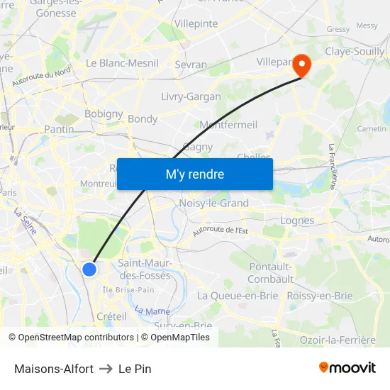 Maisons-Alfort to Le Pin map