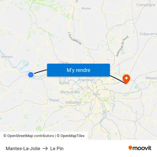 Mantes-La-Jolie to Le Pin map