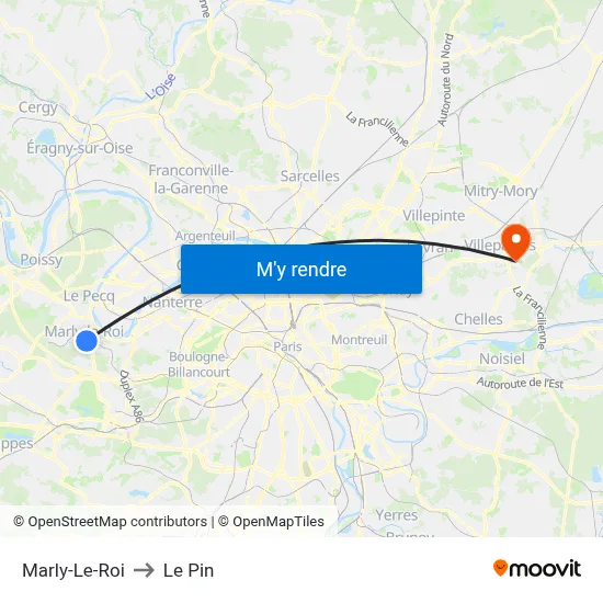 Marly-Le-Roi to Le Pin map