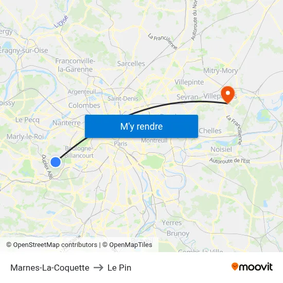 Marnes-La-Coquette to Le Pin map